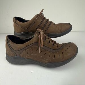Clarks Wave Womens 7.5 Brown Nubuck Leather Wheel Walking Shoes
